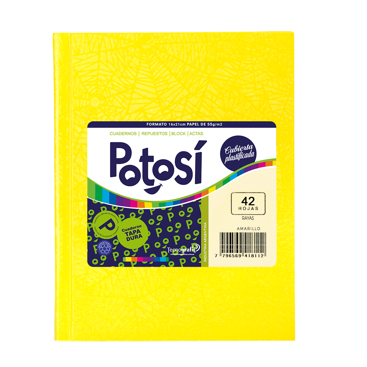 CUADERNO POTOSI X 42 HJS RY FORRADO AMARILLO