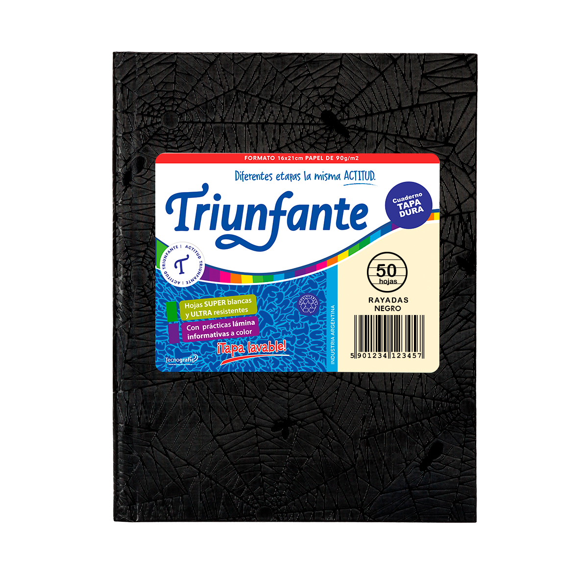 CUADERNO TRIUNFANTE X 50 HJS RY FORRADO NEGRO