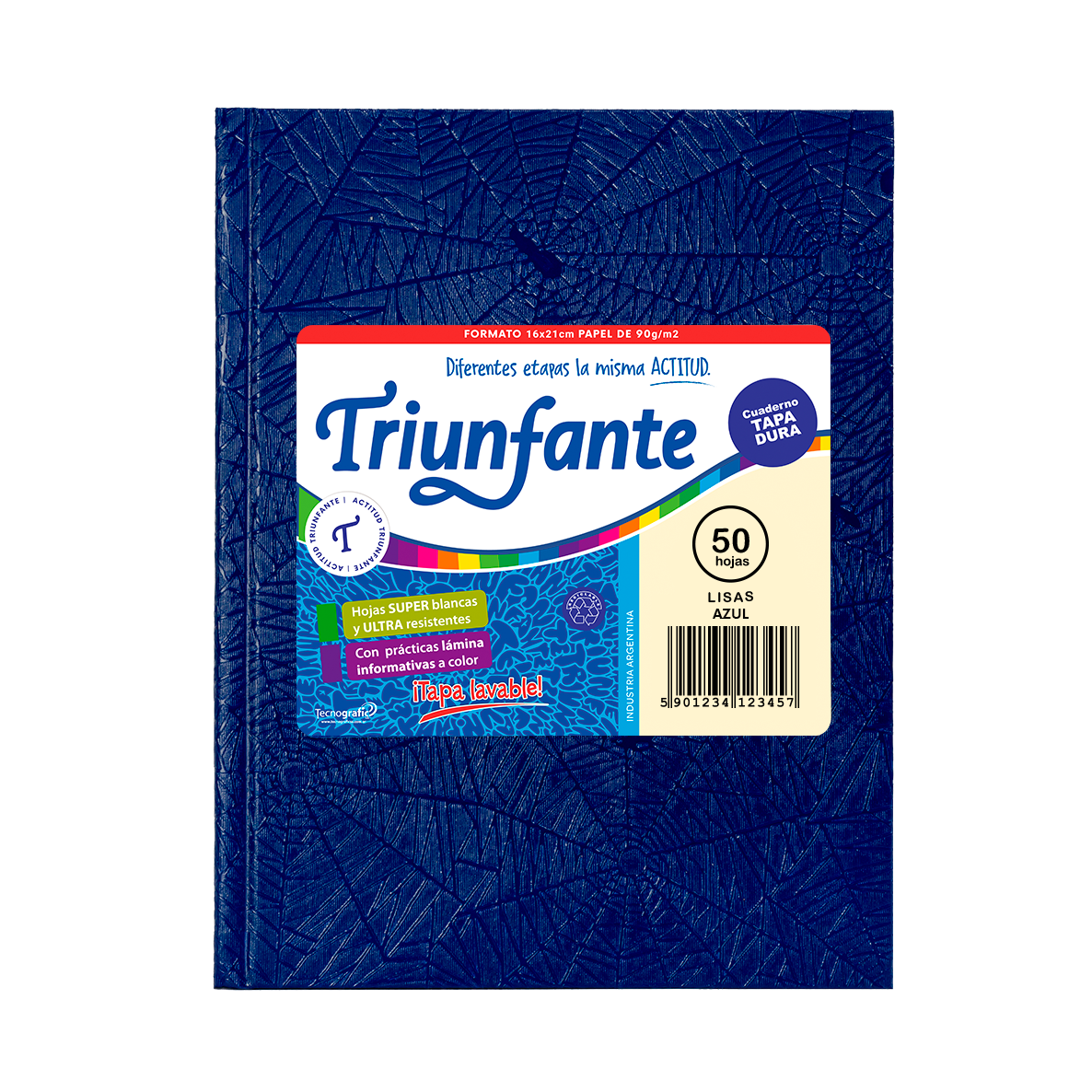 CUADERNO TRIUNFANTE X 50 HJS LISO FORRADO AZUL