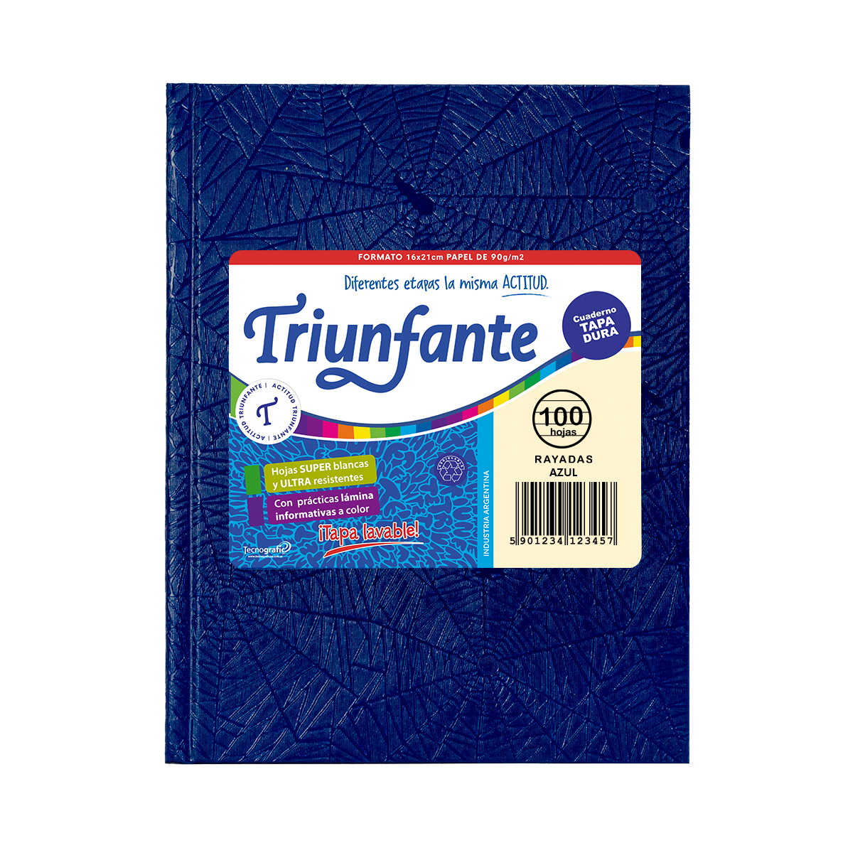 CUADERNO TRIUNFANTE X 100 HJS RY FORRADO AZUL
