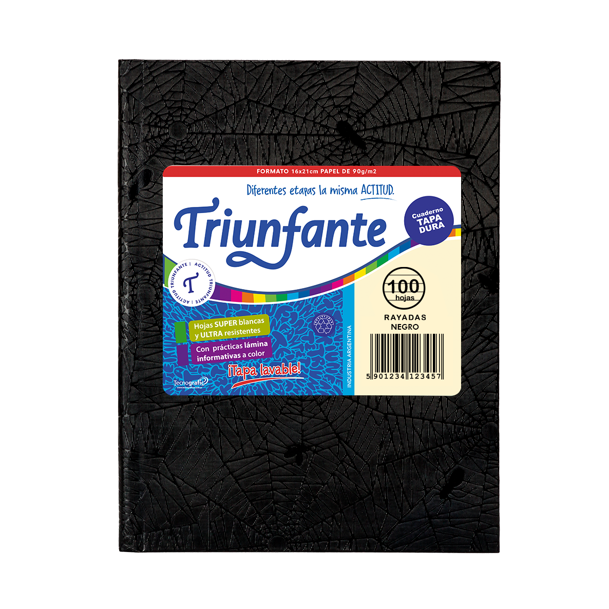 CUADERNO TRIUNFANTE X 100 HJS RY FORRADO NEGRO