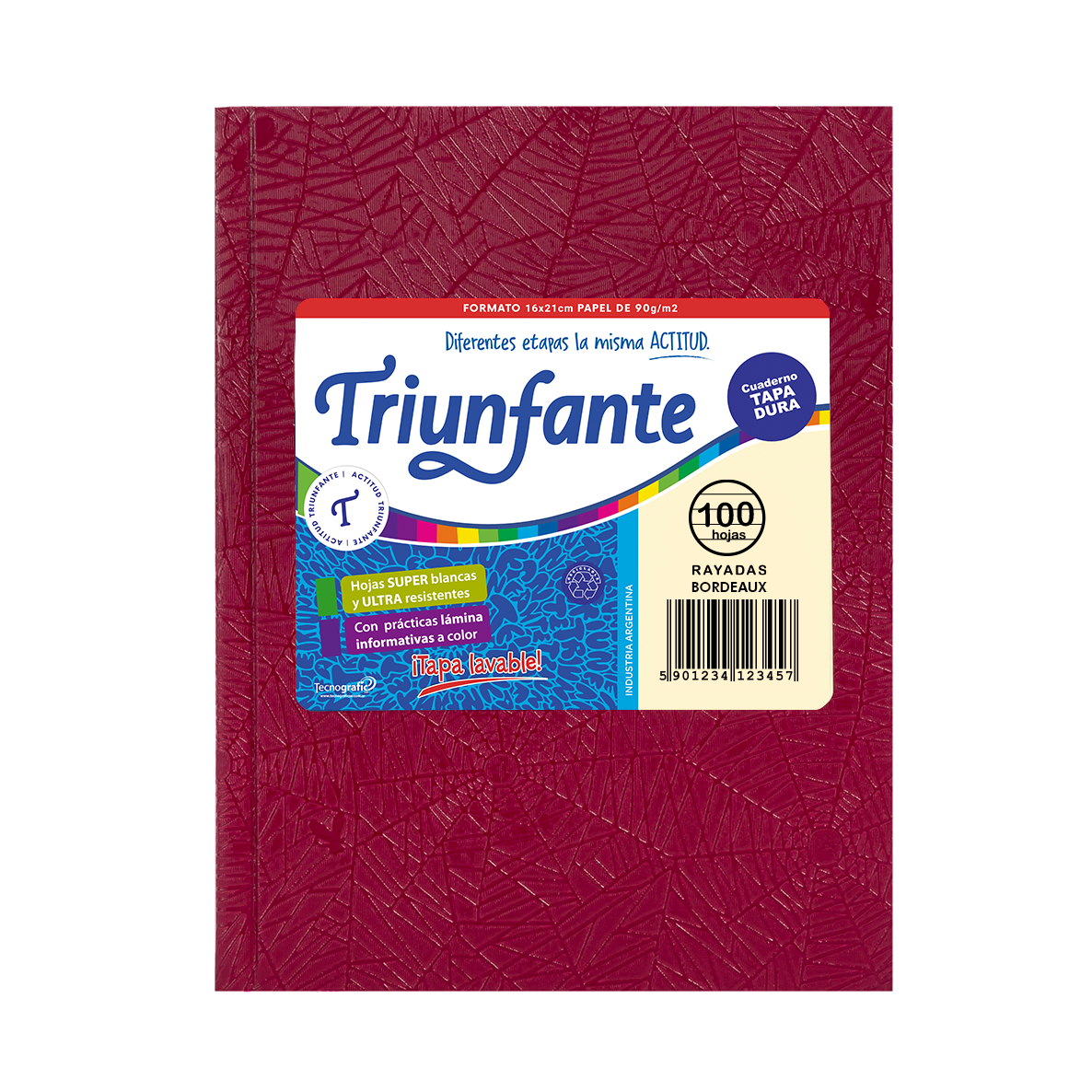 CUADERNO TRIUNFANTE X 100 HJS RY FORRADO BORDEAUX