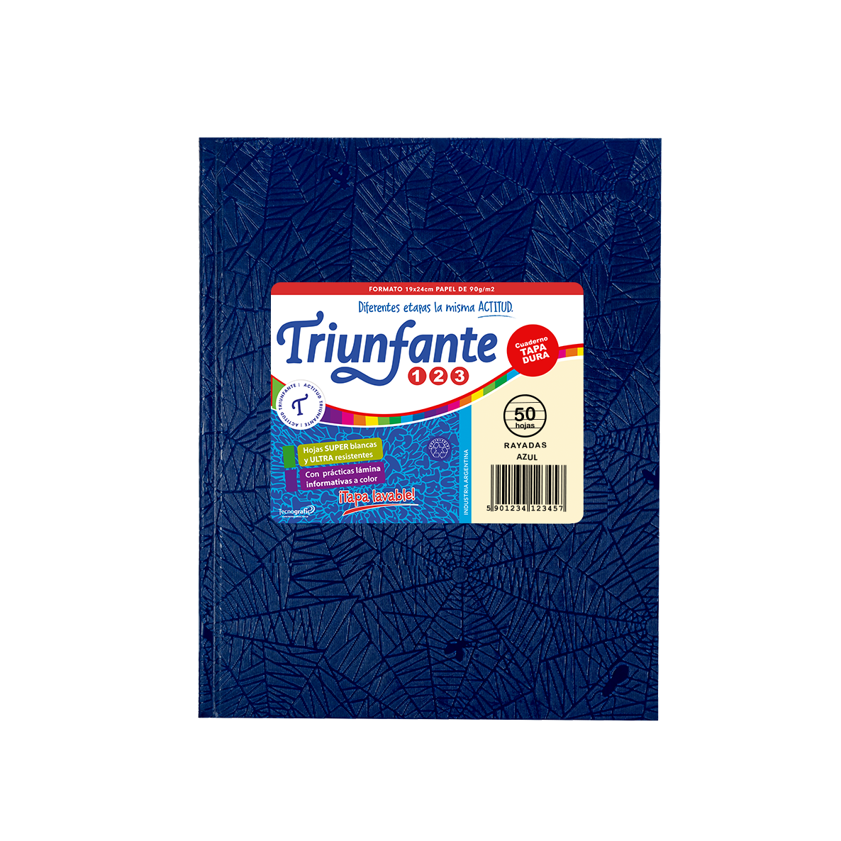 CUADERNO TRIUNFANTE 123 X 50 HJS RY FORRADO AZUL