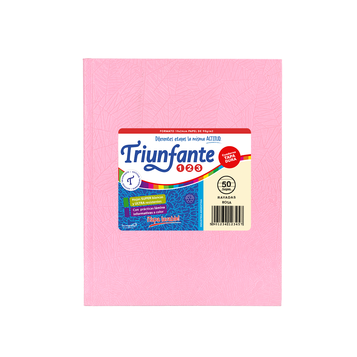 CUADERNO TRIUNFANTE 123 X 50 HJS RY FORRADO ROSA