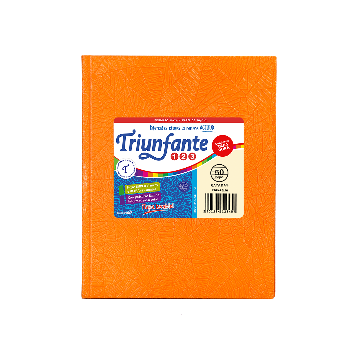 CUADERNO TRIUNFANTE 123 X 50 HJS RY FORRADO NARANJA