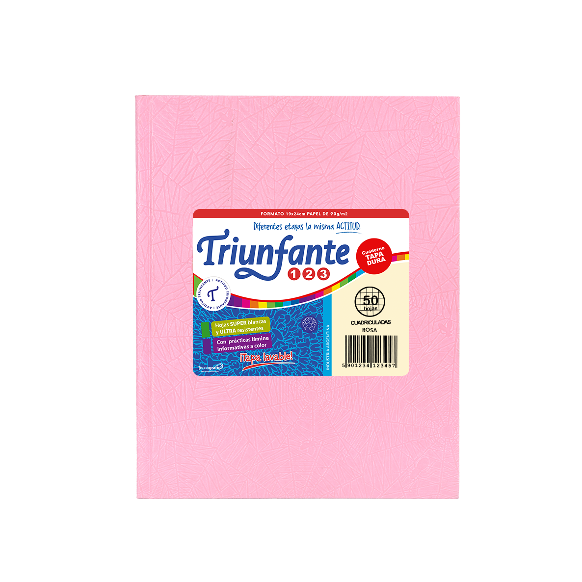 CUADERNO TRIUNFANTE 123 X 50 HJS CD FORRADO ROSA