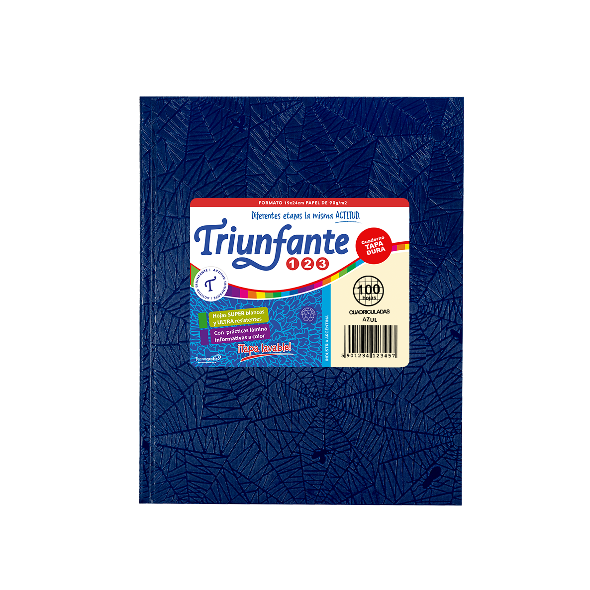 CUADERNO TRIUNFANTE 123 X 100 HJS CD FORRADO AZUL