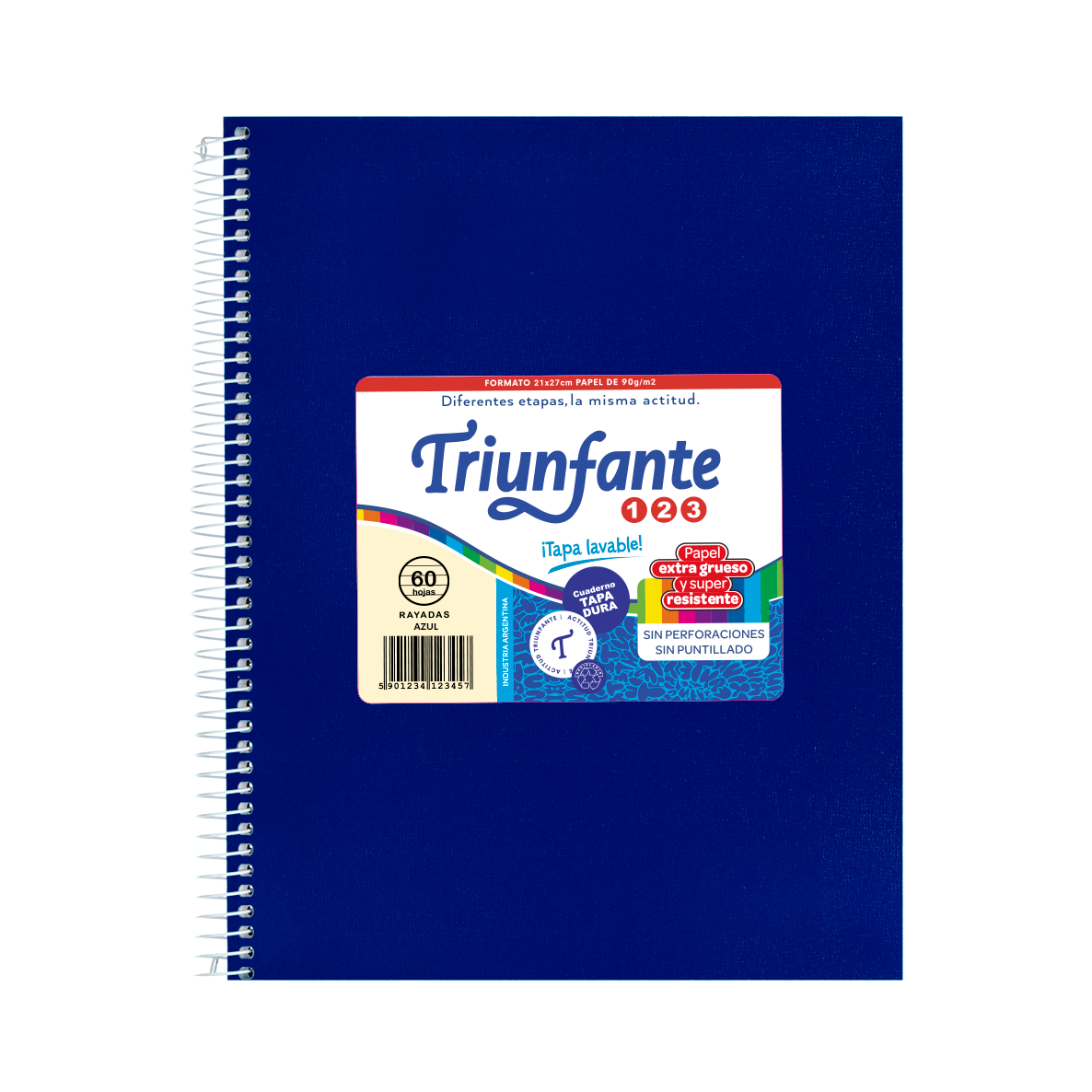 CUADERNO TRIUNFANTE 123 T/CAR C/ ESP 21X27 T/VINI X 60 HJ AZ