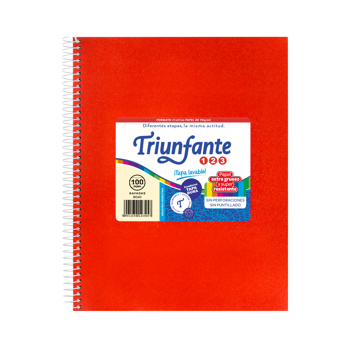 CUADERNO TRIUNFANTE 123 T/CAR C/ESP 21X27 T/VINI X 100 HJ RO