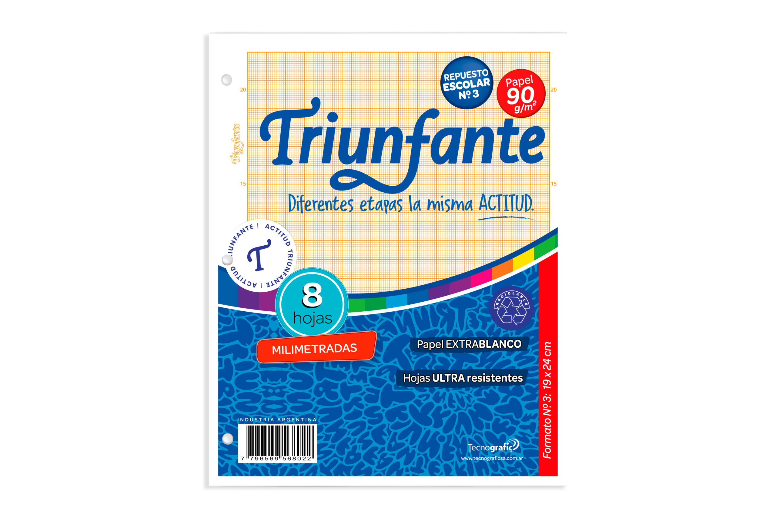 REPUESTO TRIUNFANTE MILIMETRADO X 8 HJS NARANJA