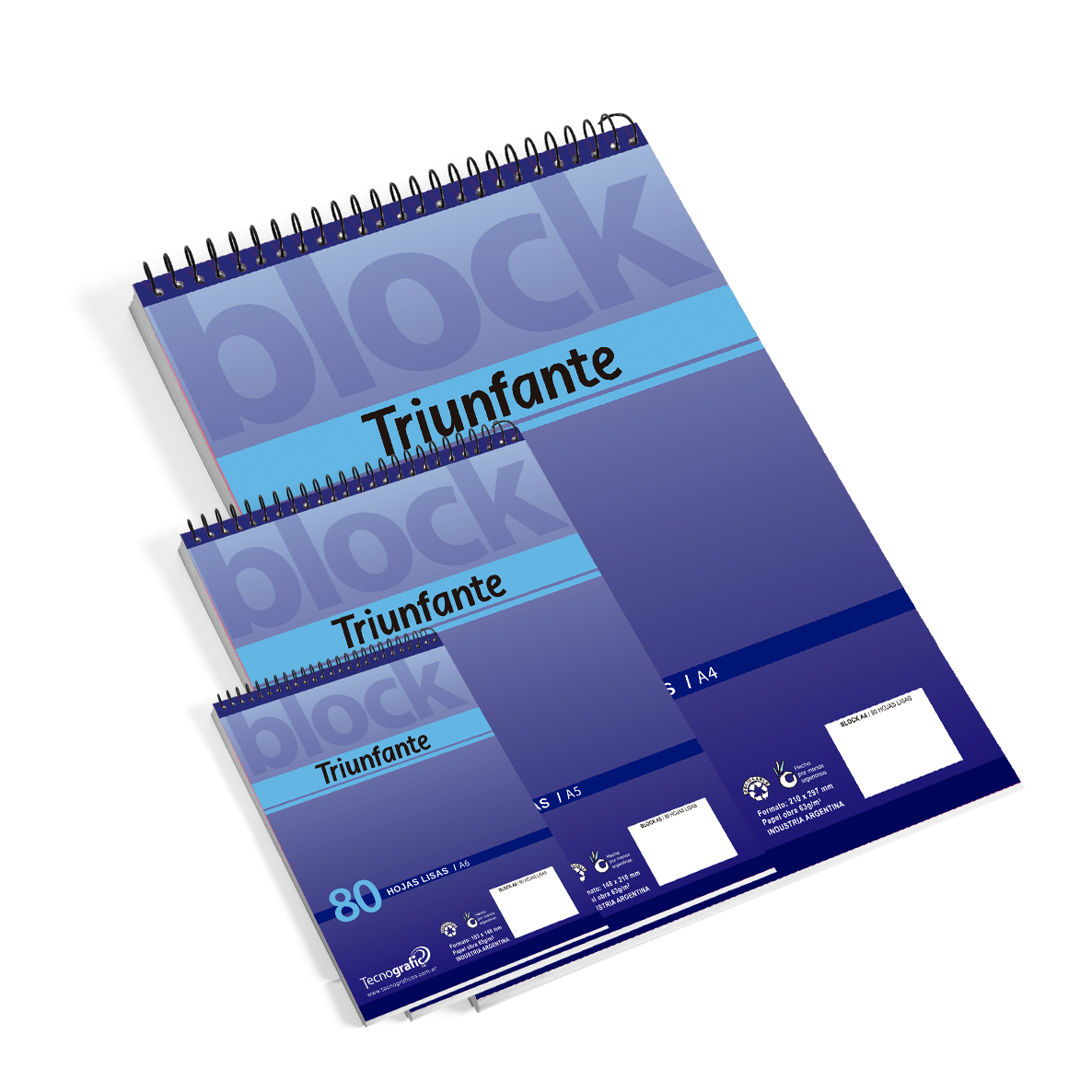 BLOCK TRIUNFANTE A6 C/ ESPIRAL X 80 HJS LISO