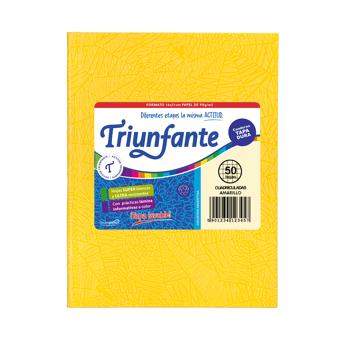 CUADERNO TRIUNFANTE X 50 HJS CD FORRADO AMARILLO