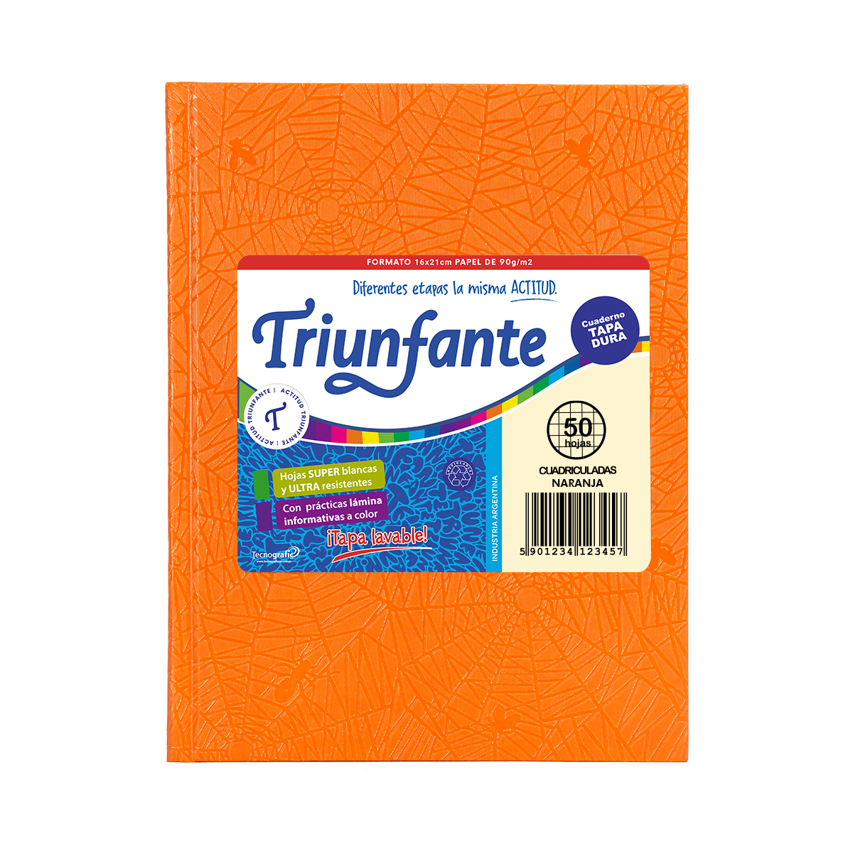 CUADERNO TRIUNFANTE X 50 HJS CD FORRADO NARANJA