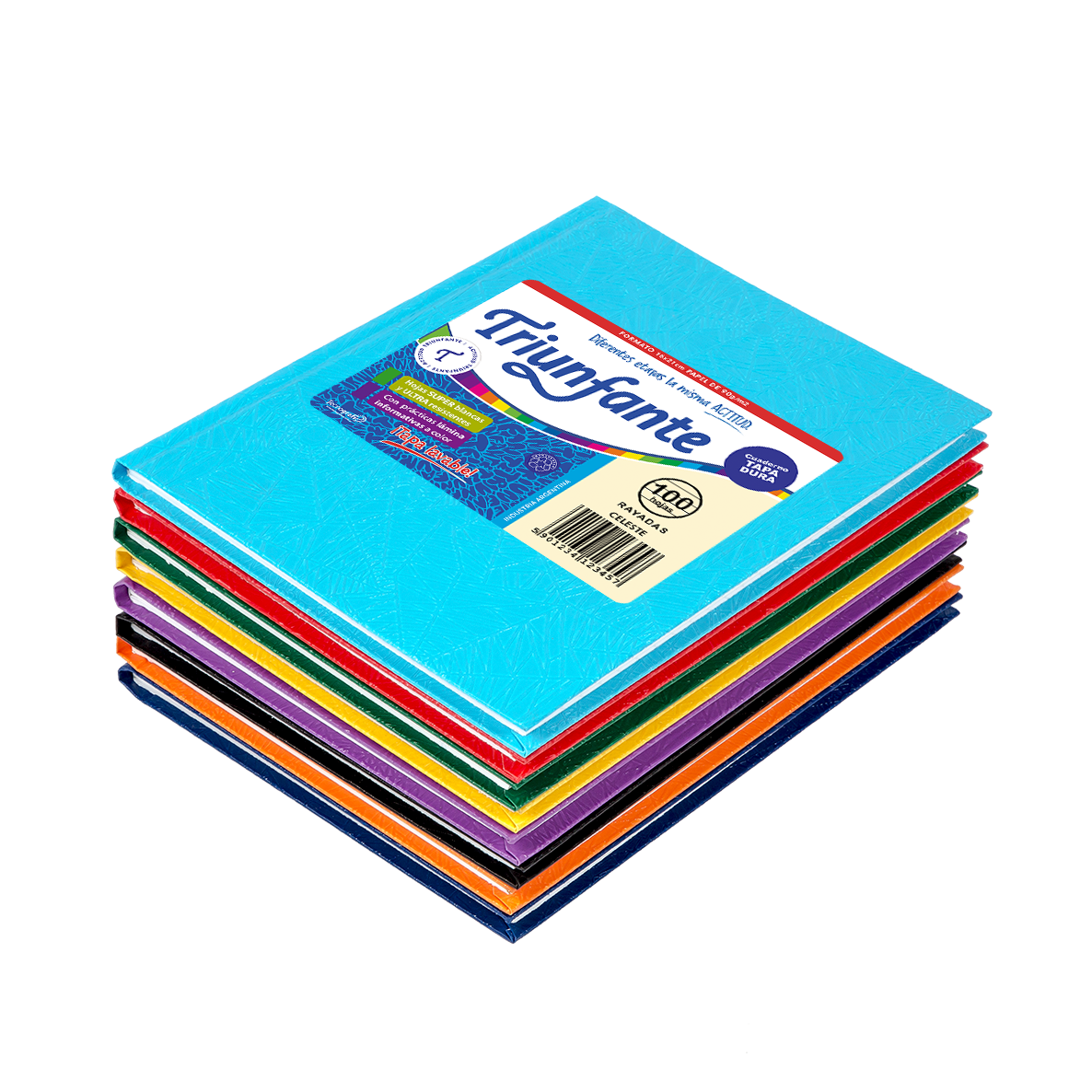 CUADERNO TRIUNFANTE X 100 HJS CD FORRADO VARIOS COLORES
