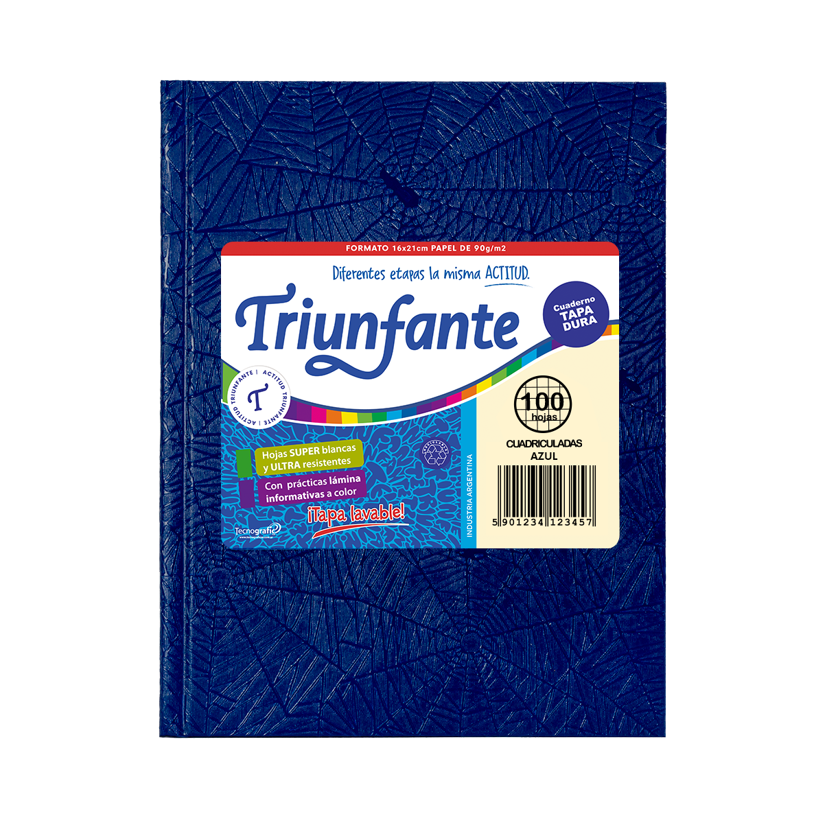 CUADERNO TRIUNFANTE X 100 HJS CD FORRADO AZUL