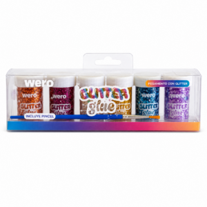 GLITTER GLUE WERO X 6 UN EN MINI POTE
