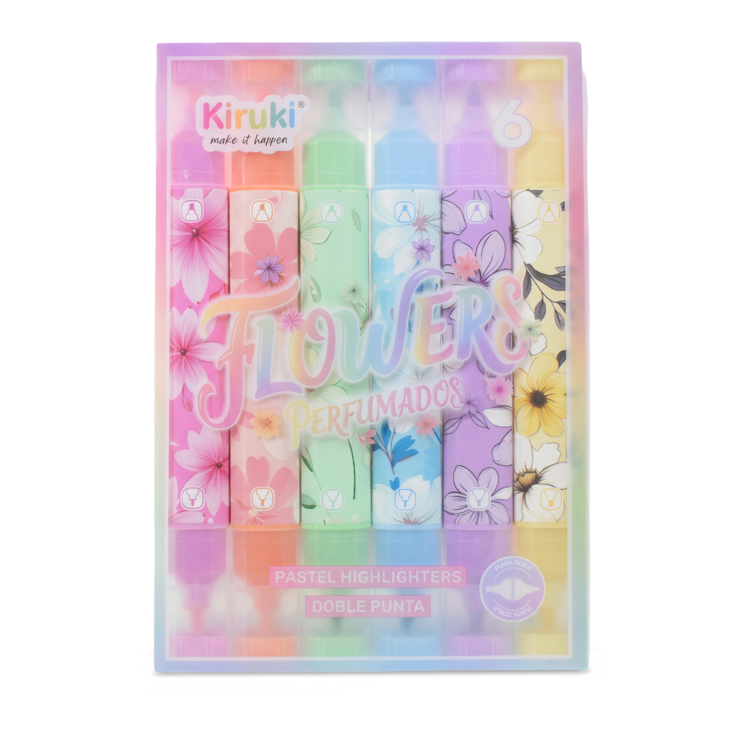 RESALTADOR KIRUKI DOB PUNTA PASTEL FLOWERS PERFUMADOS