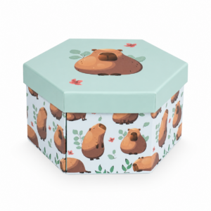 SET FLUXXO CAJA HEXAGONAL CHICA ILUSTRACION CAPIBARA