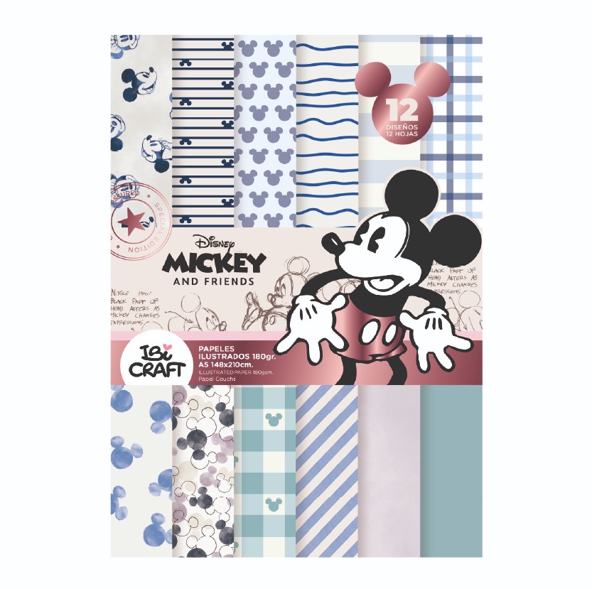 PAPELES IBI ILUSTRADOS A5 X 20 HOJAS MICKEY & FRIENDS