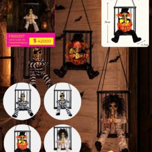 MUÑECO HALLOWEEN PRESO EN JAULA COLGANTE (FB20257)