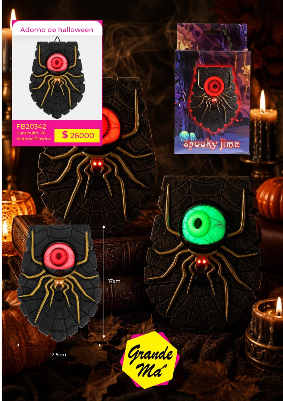 ADORNO HALLOWEEN P/ PUERTA ARAÑA CON OJO (FB20342)
