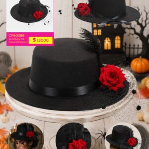 SOMBRERO HALLOWEEN C/ ROSA ROJA (CF60388)