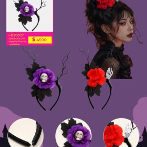 VINCHA HALLOWEEN C/ RAMITA Y FLOR (FB20377)