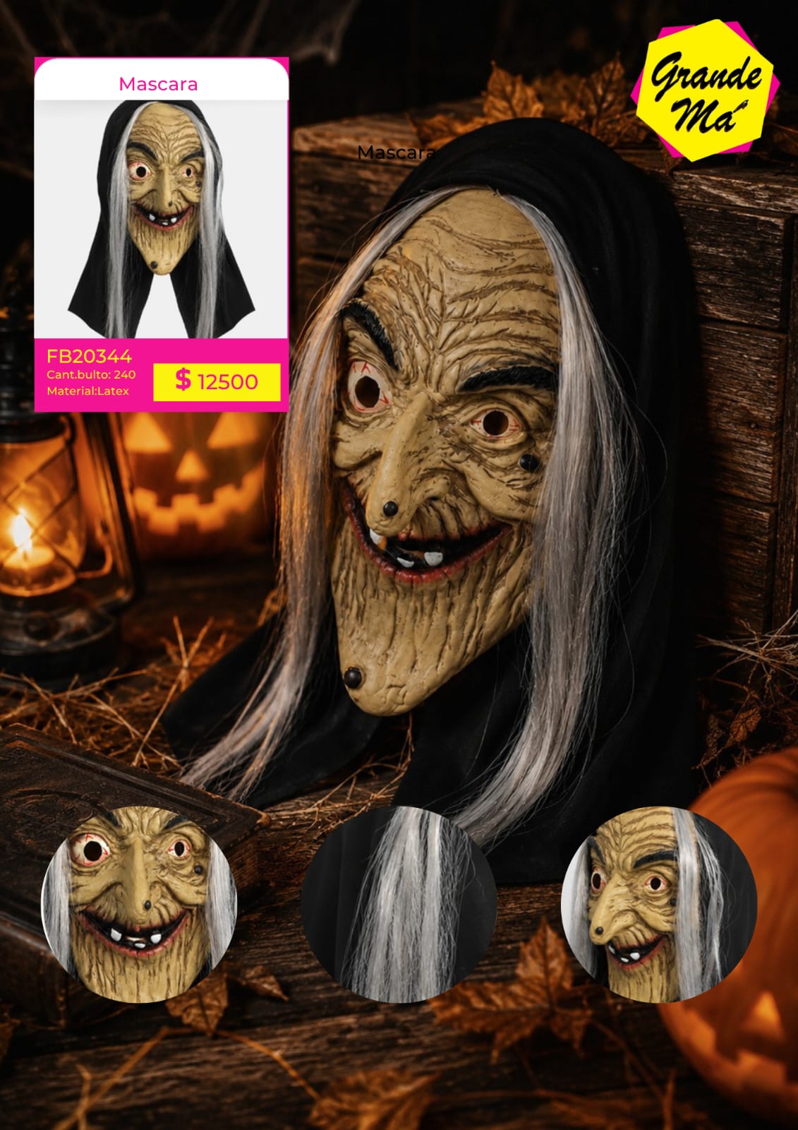 MASCARA HALLOWEEN LATEX BRUJA (FB20344)