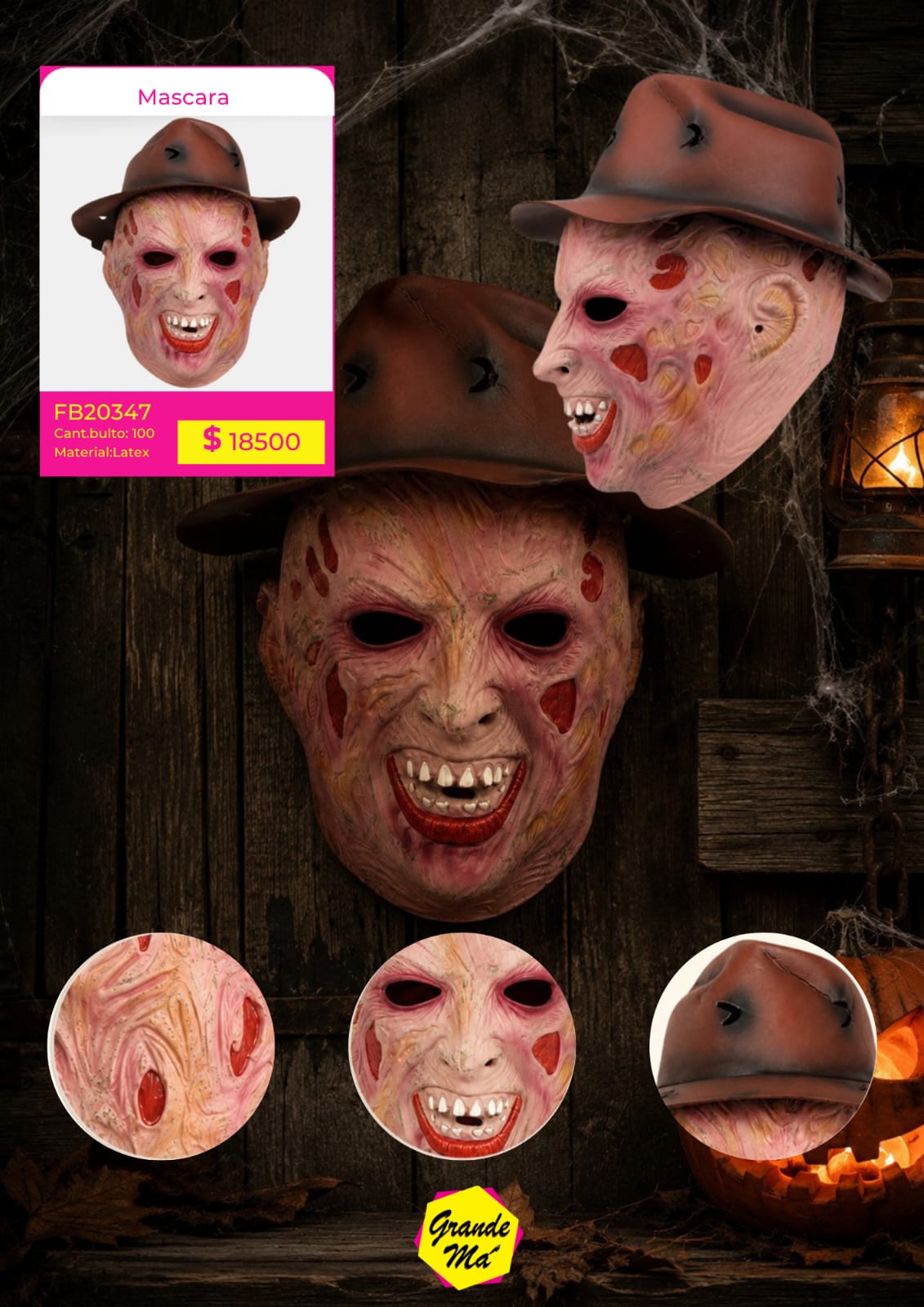 MASCARA HALLOWEEN LATEX FREDDY KRUEGER (FB20347)