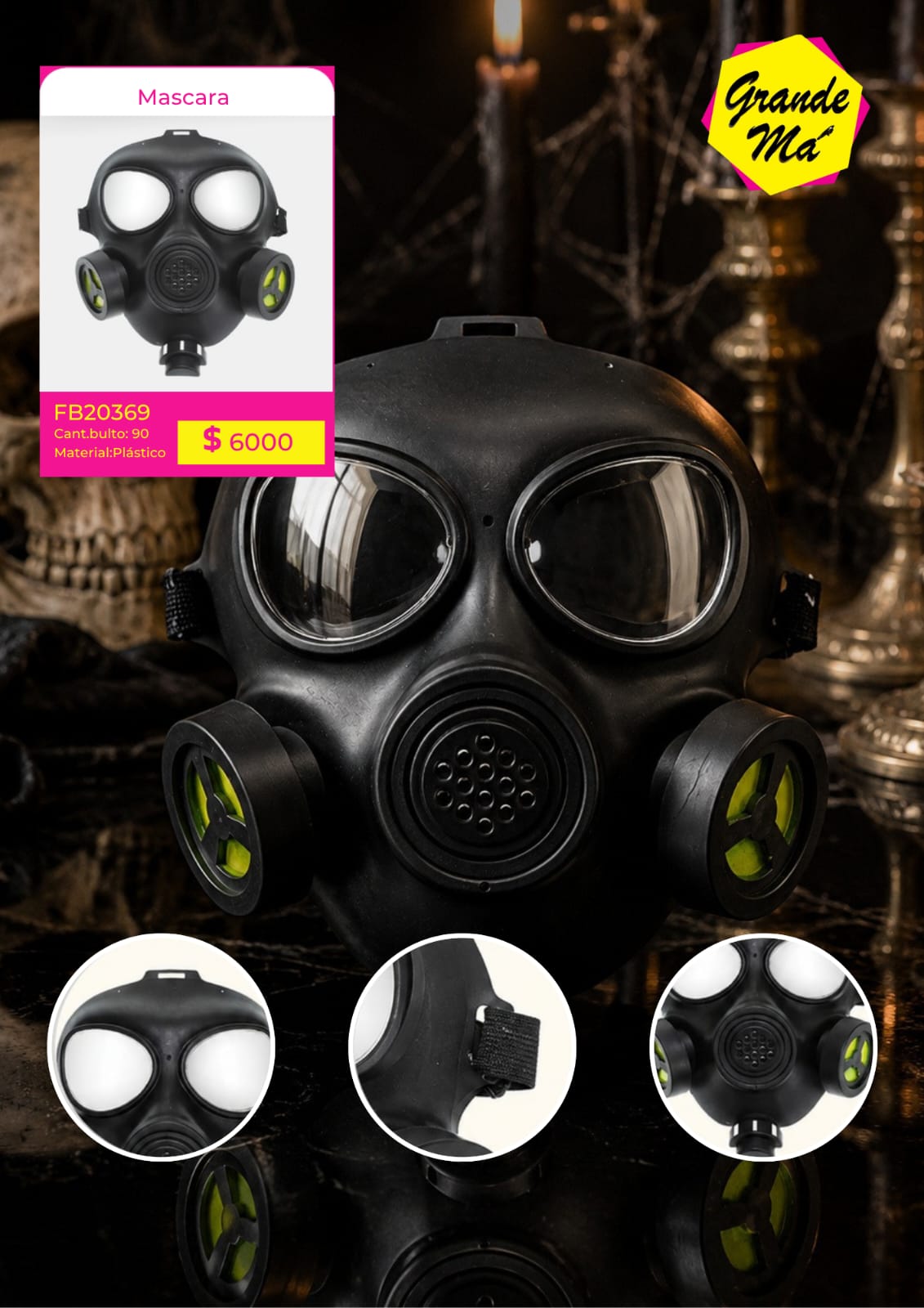 MASCARA HALLOWEEN PLASTICO ANTI GAS (FB20369)