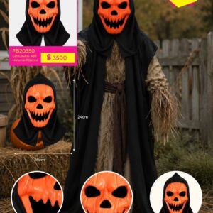 MASCARA HALLOWEEN PLASTICO CALABAZA CON VELO (FB20350)