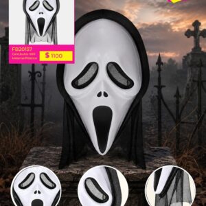 MASCARA HALLOWEEN SCREAM CON TUL (FB20157)