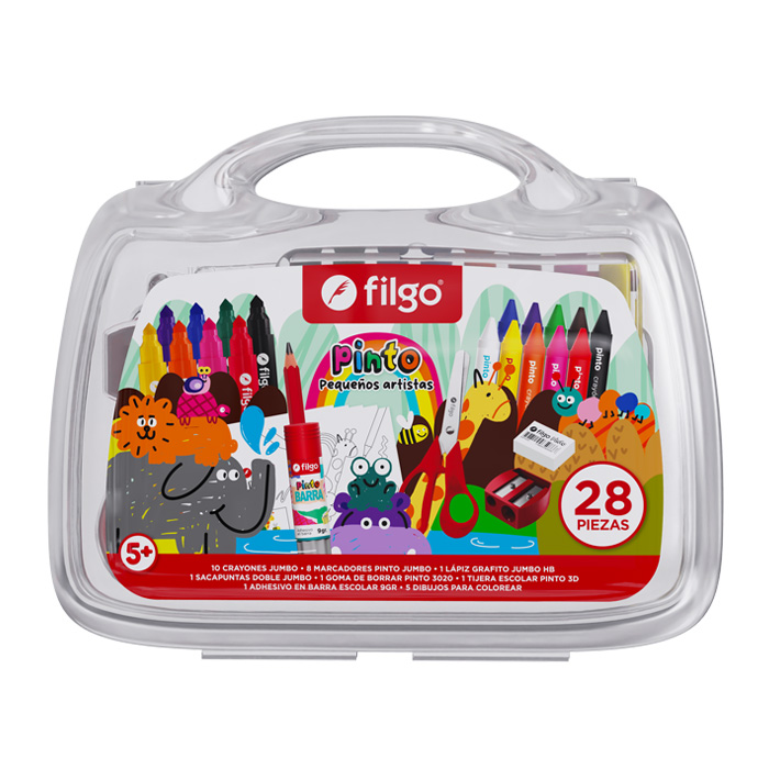 VALIJA FILGO PINTO PEQUEÑOS ARTISTAS JUMBO X 28 PZAS