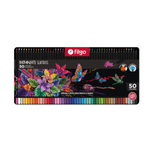 LAPICES COLORES FILGO BLACK & WHITE  X 50 ESTUCHE METALICO